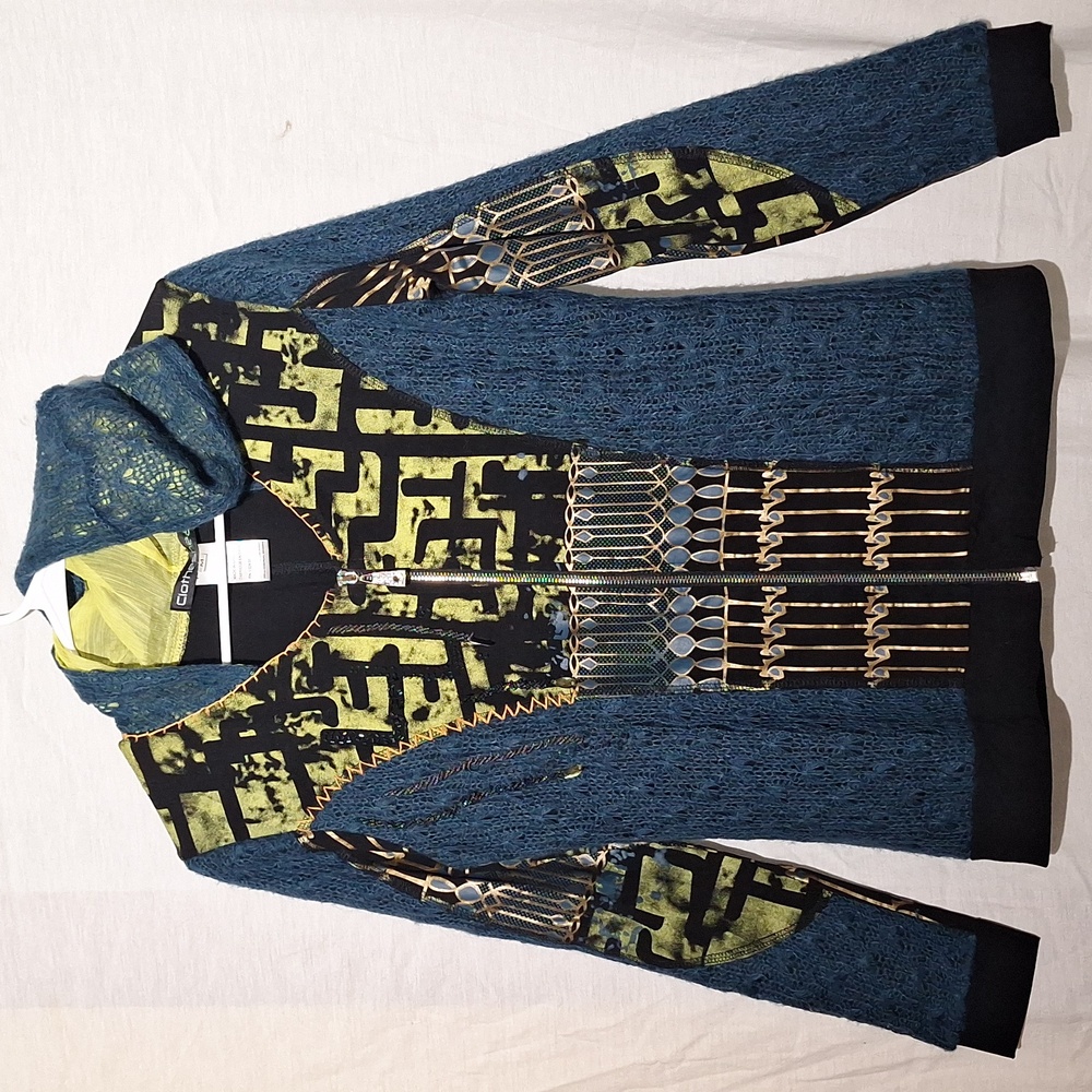 Knit Bomber Jacket, Beaded Embroidered With Hood, 8, NWOT